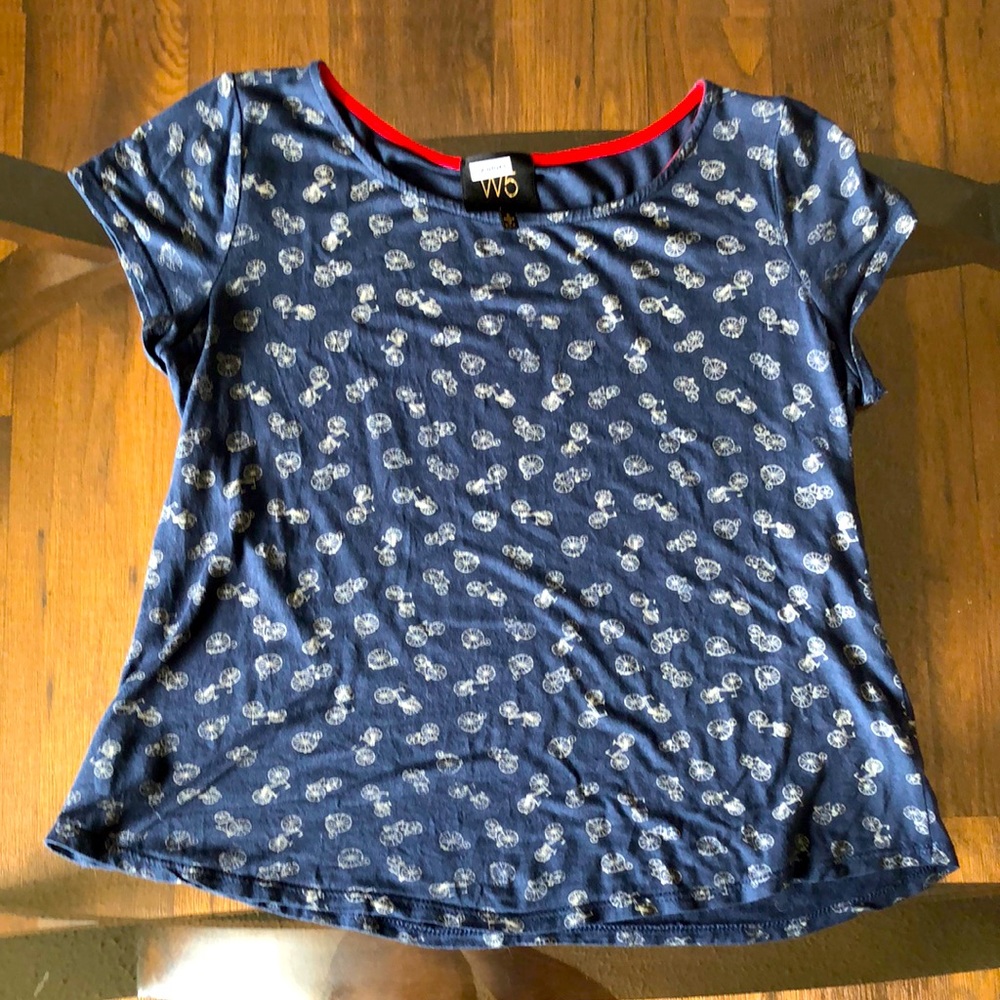 Navy Blue Bicycle Print T-shirt, size s